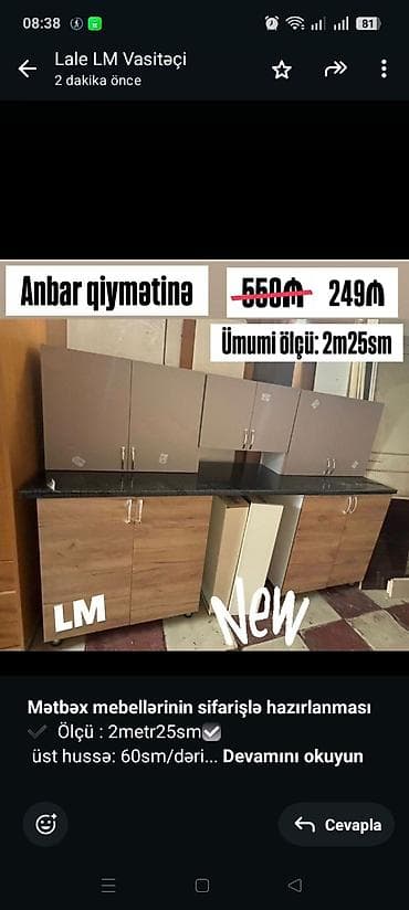 modern stol stullar: *Mətbəx mebellərinin sifarişlə hazırlanması✔️* Ölçü : 2metr25sm☑️ — 1