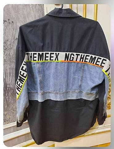 cins paltar: Qadın/Gənc üçün oversize üslubda köynək-gödəkçə hibridi. - Rəng: qara — 2