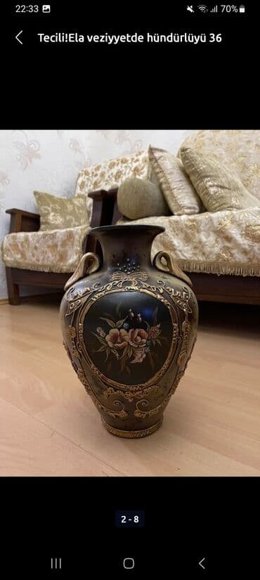 ваза напольная керамическая высокая: Tecili!Ela veziyyetde hündürlüyü 36 sm, diametri 13 sm olan — 2