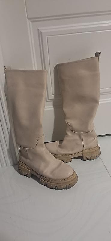 Сапоги: 90 manata alinib az geyilib. Bej rəngli uzun çəkmələr - Stil: dizə — 2