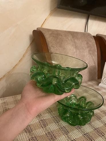 dibcek gulleri satisi: Kasalar, 2 ədədli dəst, rəng - Yaşıl, Şüşə — 1