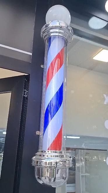 barber reklam: Barber Shop lövhəsi – klassik dönən “barber pole” - Rənglər: qırmızı — 1