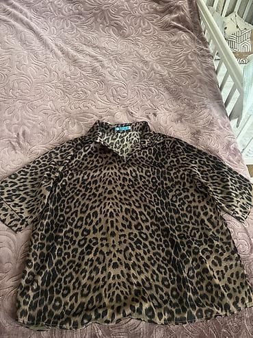 alt geyimi: Leopard naxışlı qadın köynəyi - Model: qısaqoll, klassik yaxalı - — 1