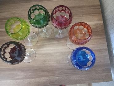 set qabları: Qədəhlər, Xrustal, 6 ədədli dəst, Çexiya — 2