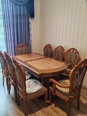 Ev və bağ: Qonaq otağı üçün, Açılmayan, Dördbucaq masa, 8 stul — 1