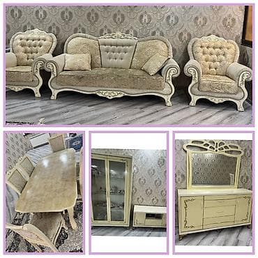 Klassik üslubda tam dəst mebel Tərkib: - Salon dəsti: 3 yerlik divan
