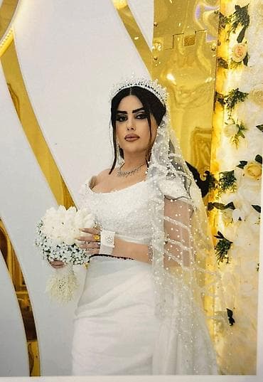 Свадебные платья и аксессуары: Zərif və elit gəlinlik komplekti - Model: klassik-ağ rəngdə, A-line — 2