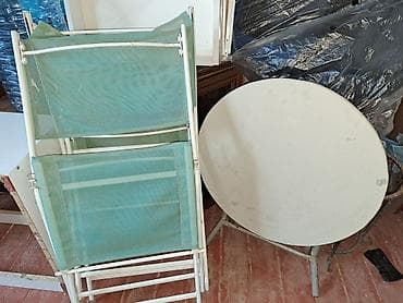 perla stul: Yumru masa, 2 stul, Qatlanan, Stullar ilə, Metal — 3