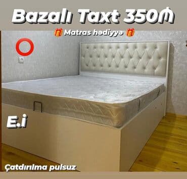 Bazalı taxt – 350₼ - Dəridəbənzər/parlaq başlıq, düyməli qapitonka