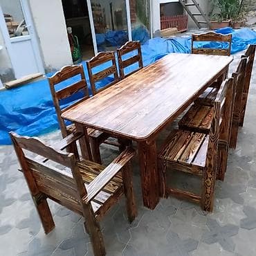 2 el divanlar: Yeni, Kvadrat masa, 4 stul, Açılmayan, Stullar ilə, Taxta, Azərbaycan — 4