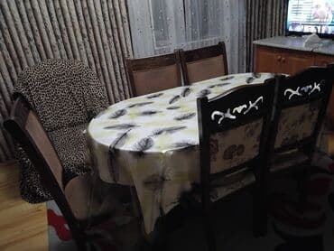 mətbəx stol stul islenmis: Qonaq otağı üçün, İşlənmiş, Açılmayan, Oval masa, 6 stul — 3