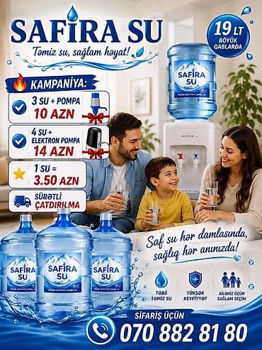 temiz bal: 💧 Safira Su 19 LT içməli su – 3.50 qəpik ✅ Təmiz və keyfiyyətli — 3