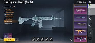 PUBG Mobile hesabında laboratoriya yüksəltmə silah skinləri paketi