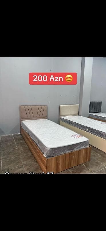 carpayilar: Tək nəfərlik çarpayı + döşək dəsti - Ölçü: təxmini 90x190 sm (tək — 1