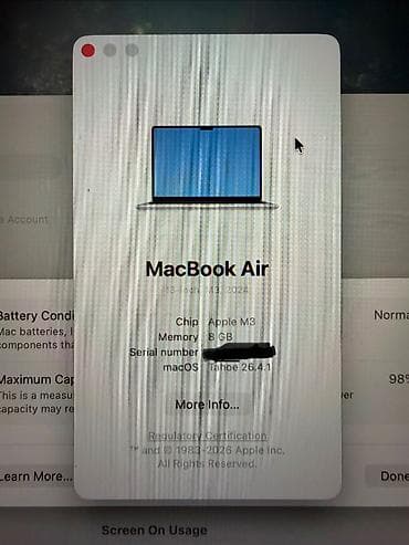 Macbook Air 13.6 - 512 Gb M3 Noqte,ciziq yoxdur, yeniden sechilmir