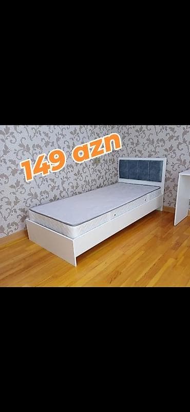 dösek: Tək nəfərlik çarpayı – matrasla birlikdə - Minimalist dizaynlı, aşağı — 4