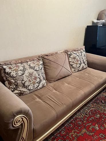 stul ev ucun: Qonaq otağı üçün, İşlənmiş, Açılmayan, Dördbucaq masa, 6 stul — 2