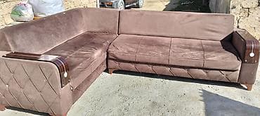 belleza mebel: Künc divan, Vеlur parça, Çatdırılma yoxdur — 2