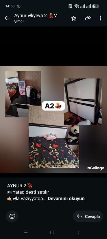 yazı masası ucuz: AYNUR 2 💃 🛌Yataq dəsti satılır 🤙🏼Əla vəziyyətdə 💶Qiymət 410 azn 🚨Gün — 1