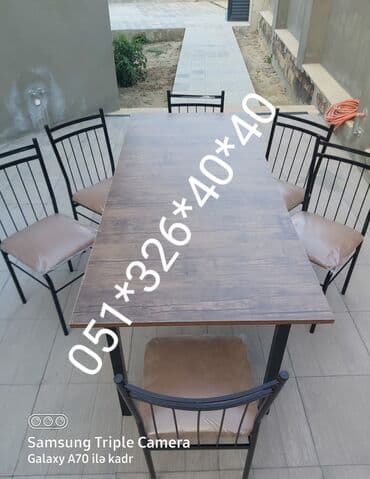 Masa və oturacaq dəstləri: Qonaq otağı üçün, Yeni, Açılan, Dördbucaq masa, 4 stul — 4