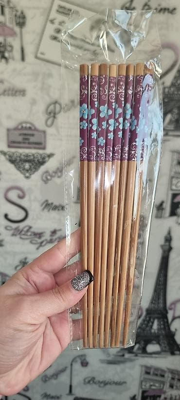 küknar ağacı: Bambuk çubuqlar dəsti – 5 cüt - Material: təbii bambuk - Rəng/dizayn — 1
