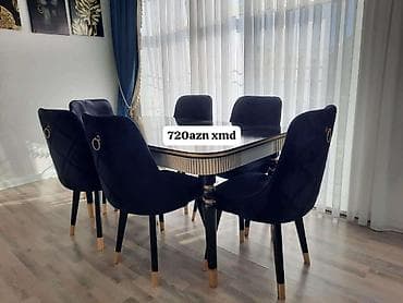metbext divanı: Yemək masası və 6 ədəd stul dəsti - Komplekt: 1 ədəd dikdörtgan masa — 8