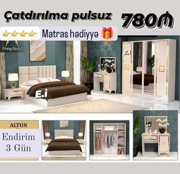 yataq dosekleri: İkinəfərlik çarpayı, Dolab, Termo, 2 tumba, Azərbaycan, Yeni — 4