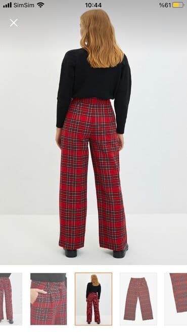 mersedes alt paltarı: Qırmızı bol paçalı şalvar — 5