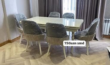 Для гостиной, Нераскладной, Прямоугольный стол, 6 стульев — 1