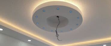 alcıpan tavan fiqurları: Hər növ Alcipan işləri görülür. Düz sadə tavan. Ara kəsmə divar — 4