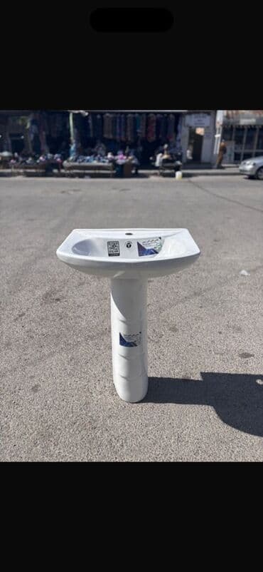 перегородка для ванны: Pilləli ayaqlı çanaqlı əl-üz yuma lavabosu - Material: parlaq ağ — 2