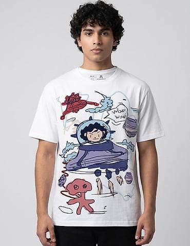 Məhsul: Qrafik çaplı ağ T‑shirt - Rəng: Ağ pambig - Print: Ön hissədə — 1