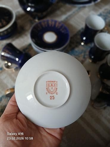 çay: Çay dəsti, rəng - Göy, Farfor, 6 nəfərlik — 3