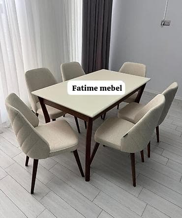 ağ stullar: Yemək otağı üçün masa-stul dəstləri - 6 nəfərlik komplekt: düzbucaqlı — 2