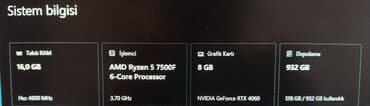 sistem bloku satisi: Masaüstü komputer satılır. Parametrləri: EKRAN KARTI:RTX 4060 8 gb — 7