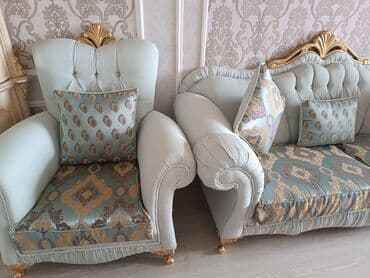 стулья и кресла: İşlənmiş, Klassik divan, Divan, 2 kreslo, Bazasız, Açılmayan — 4