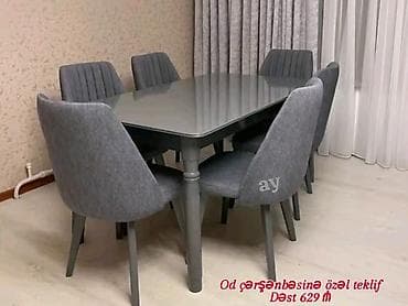 Qonaq otağı üçün, Açılmayan, Dördbucaq masa, 6 stul