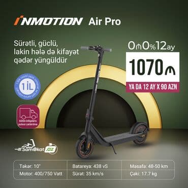 Yeni Elektrik samokat 10", 501 - 750 Vt, 26 - 35 km/s, Ünvandan götürmə, Pulsuz çatdırılma, Rayonlara çatdırılma