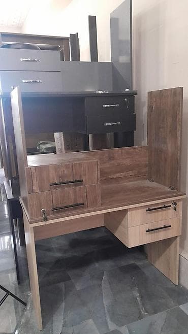 bord: Düz masa, Stulsuz, Polkalı, Siyirməli, MDF — 1
