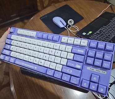 iphone 15 pro max qiyməti: AJAZZ mexaniki klaviatura Red switch - Rəng: bənövşəyi-ağ, oyun temalı — 2