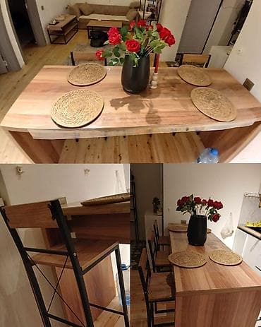 islenmis mebeller satilir: Qonaq otağı üçün, İşlənmiş, Kvadrat masa, 2 stul — 1