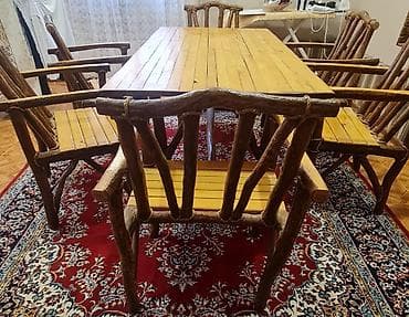 stol dəst: Qonaq otağı üçün, Açılmayan, Dördbucaq masa, 8 stul — 6