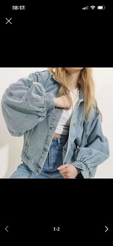 topdan geyim: Oversize cins gödəkcə - Rəng: Açıq mavi (light wash) - Kəsim — 1