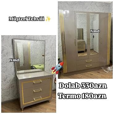 klon paltarı: Yeni, 4 qapılı, Güzgülü, Digər rəng, Digər material, Açılan, Düz dolab — 1