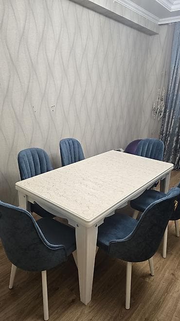 ofis oturacagi: Qonaq otağı üçün, İşlənmiş, Açılan, Dördbucaq masa, 6 stul — 2