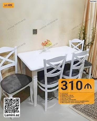 kohnə stul: Masa dəsti – 4 stul ilə - Ölçülər: 70 × 120 sm - Mexanizm: Açılmayan — 2