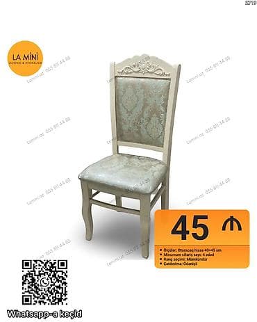 Laminat ağ rəngdə klassik üslublu stul - Ölçülər: oturacaq hissə