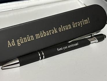 Kağızlar: Hədiyyəlik metal qələm dəsti - Qutu: Mat qara metal hədiyyə qutusu — 1