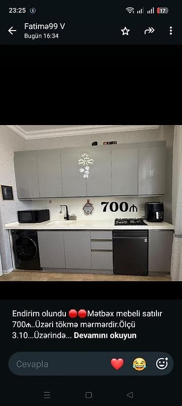 Endirim olundu 🛑🛑Mətbəx mebeli satılır 700₼. Üzəri tökmə