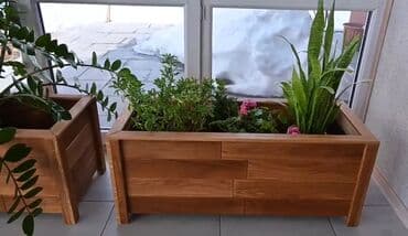 Dibçəklər – bağ, eyvan, terras və interyer üçün - Material: təbiağac